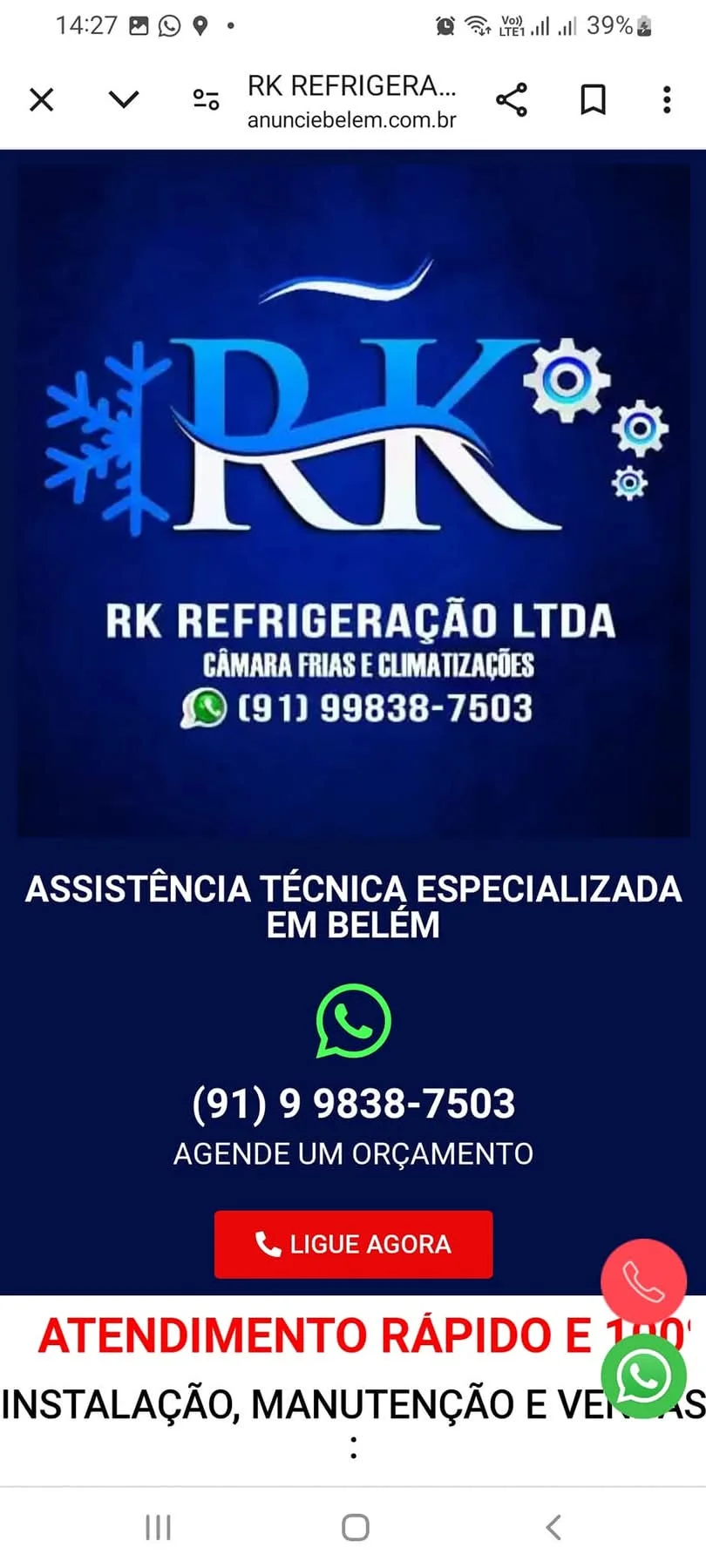 Imagem ilustrativa de rk refrigacao e eletrica